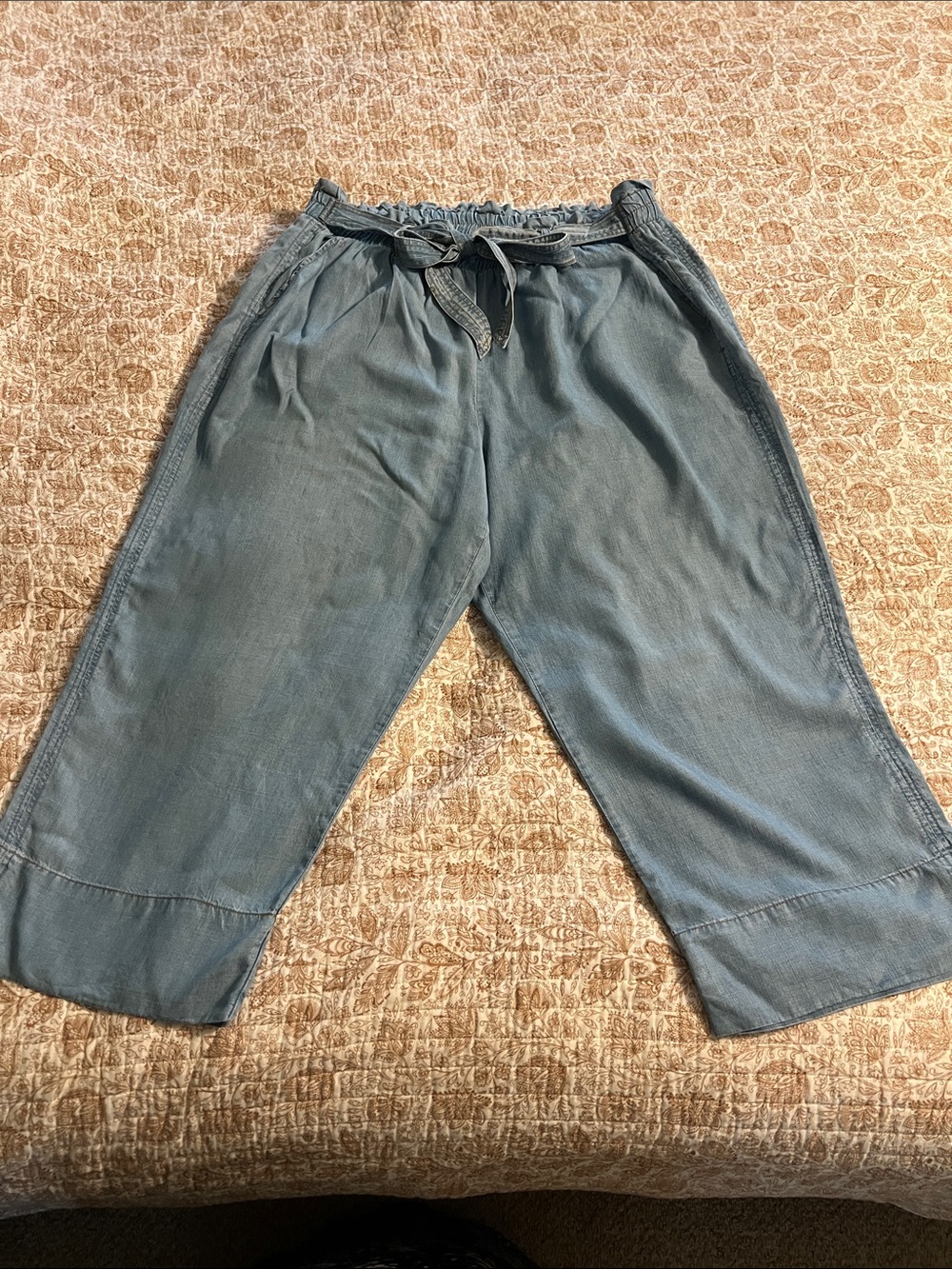 Workshop Clothing Light Blue Wide  Cropped Leg Pants